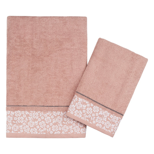 Jacquard Cotton soft peach white embellished towel, border towel, luxury cotton towel GOTS certified