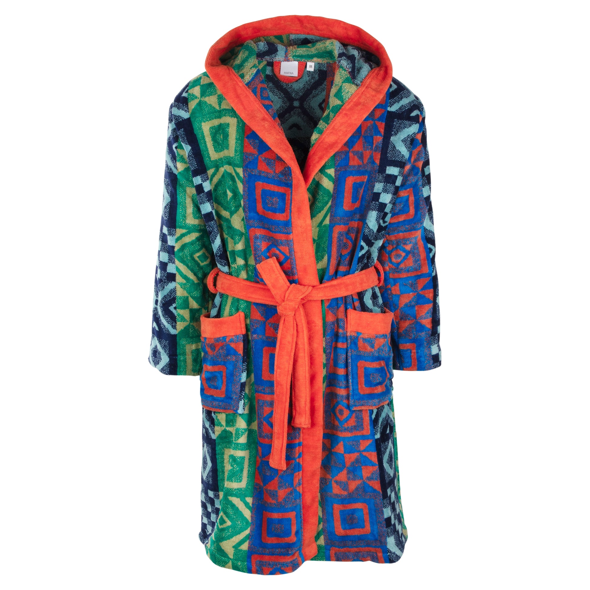 Geometric Printed bathrobe, orange, green, blue