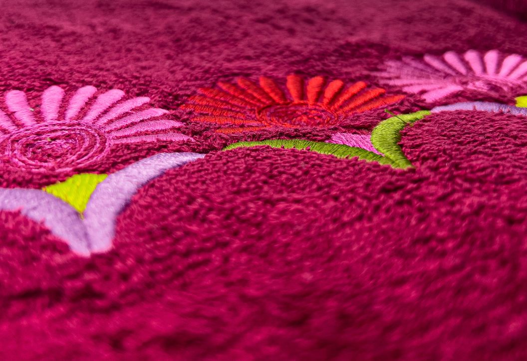 Maroon Flora Embroidered towels